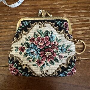 small coin purse with embroidered front